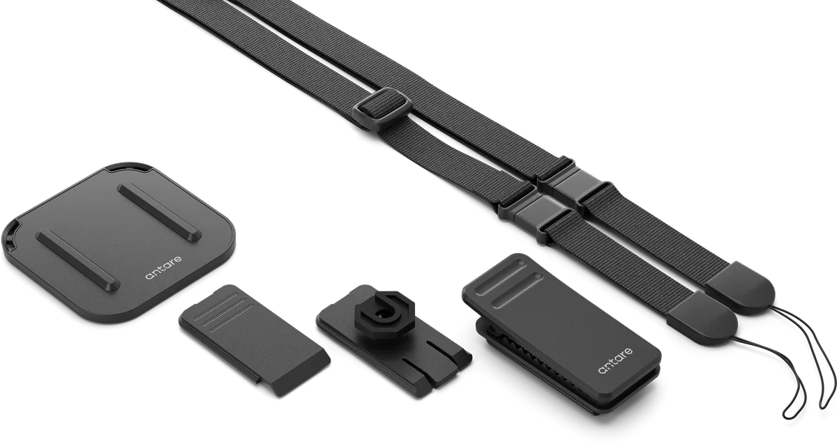 Black lanyard laid out with Antare Slide Lock mounts.