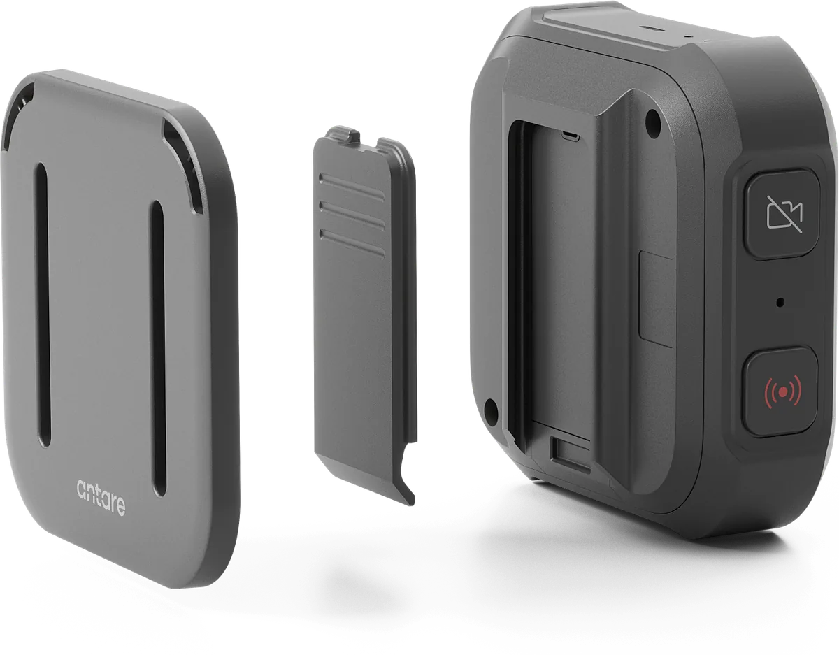 Slide Lock shirt magnet beside the Antare Body-worn Camera Pro.
